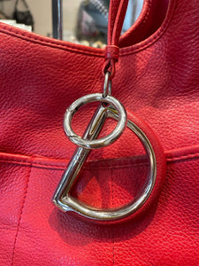 Christian Dior Red Leather W/Silver Hardware Hobo Purse