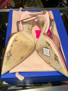 Stuart Weitzman Pink W/Clear exposed front heels, with box, Size 9