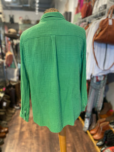 XIRENA Green Cotton button down Top, Size S