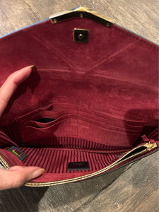 FENDI Burgundy Leather colorblock AS IS Clutch Purse