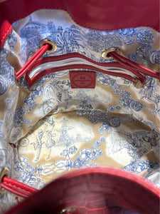 Lancel Red Snakeskin Size Large crossbody Drawstring Purse