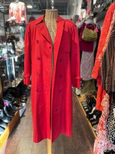 Burberrys Red Cotton Blend Trench buckle detail Coat