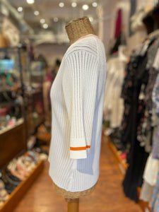 Veronica Beard BEIGE & ORANGE Knit Trim Design NWT! Top, Size L