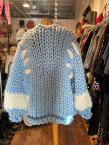 Hope Macaulay Light Blue Corriedale Wool knit Cardigan