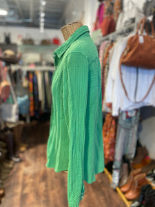 XIRENA Green Cotton button down Top, Size S