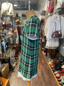 sea NY navy & green Woven Plaid layer look Dress