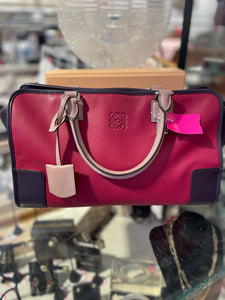 LOEWE Purple & Red Leather Colorblock Handbag