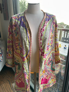 ETRO Yellow Silk Blend Printed trim layering top Blazer, Size S