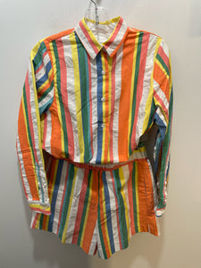 Eleanor Leftwich multi color Cotton Stripe Button up Top, Size S