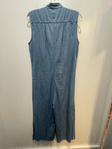 NSF Blue Cotton distressed hem Sleeveless Jumpsuit, Size M