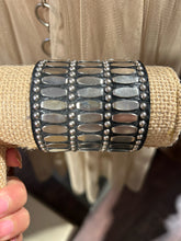 Load image into Gallery viewer, Calleen Cordero Black Leather Wide Studded Bracelet
